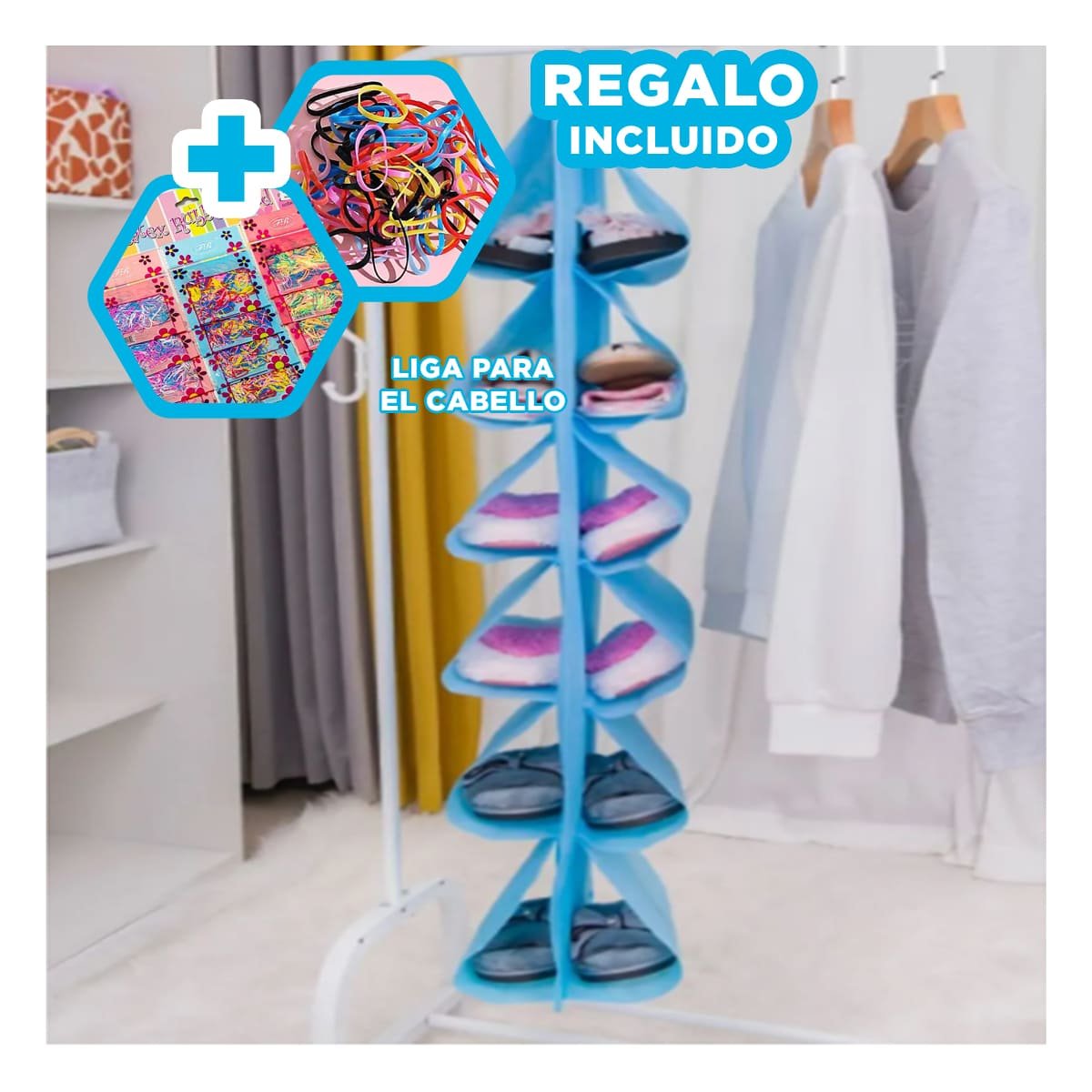 REPISA COLGANTE DE 6 PARES CELESTE PERFECTA PARA GUARDAR ZAPATOS Y MAS Y+LIGAS REGALO - 2