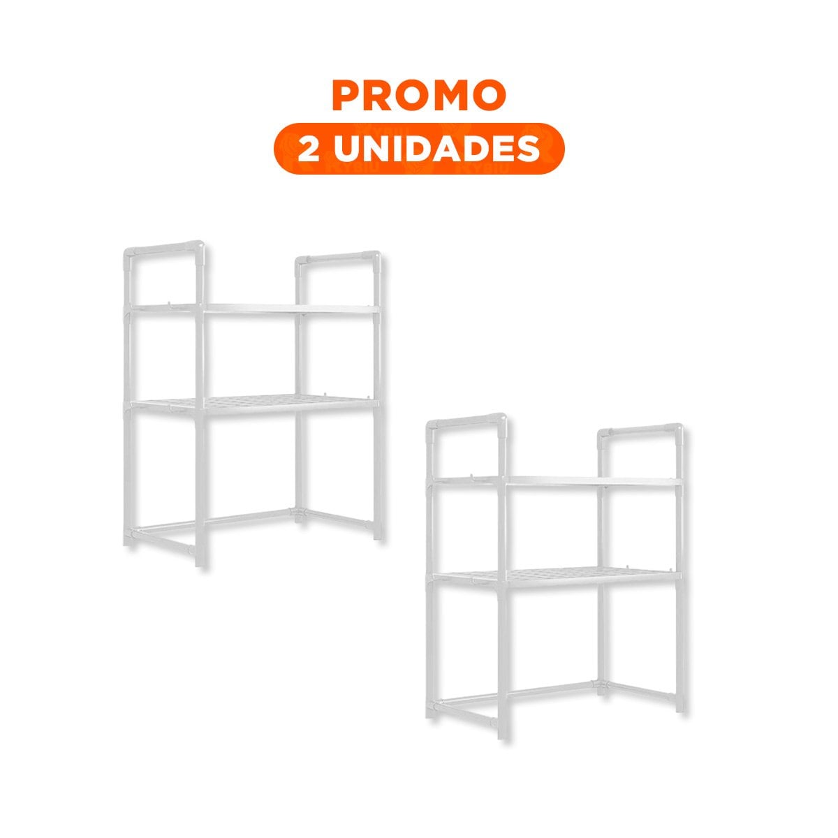 PACK2 BASE ORGANIZADORA DE MICROONDAS DE 2 NIVELES CON ASAS BLANCO COCINA Y+REGALO STICKER - 1