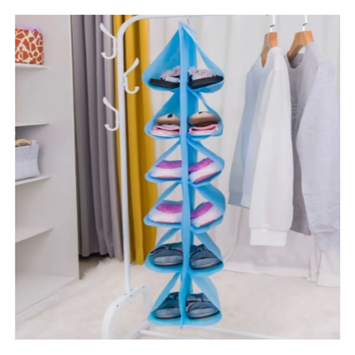 PACK4 ESTANTERIA COLGANTE DE 6 PARES CELESTE PARA CLOSET Y HOGAR PRACTICO - 2