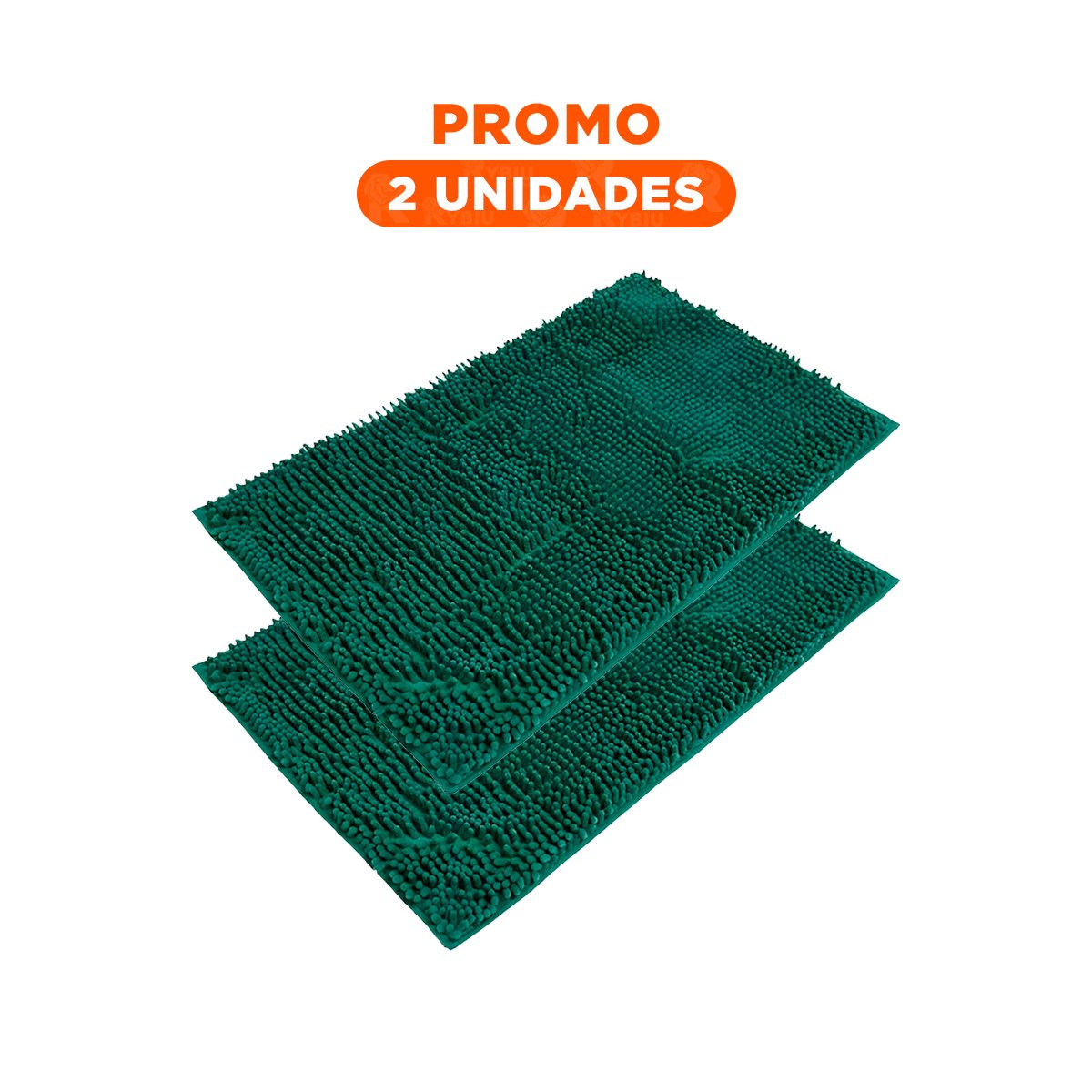 PACK2 TAPETE RECTANGULAR DE PISO MICROFIBRA 40X60CM VERDE OSCURO PARA INTERIOR Y+REGALO STICKER - 1