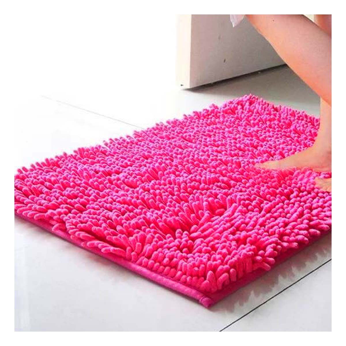 ALFOMBRA RECTANGULAR DE MICROFIBRA 40X60CM FUCSIA SUAVE PARA ESPACIOS DEL HOGAR Y+PAPEL REGALO - 1