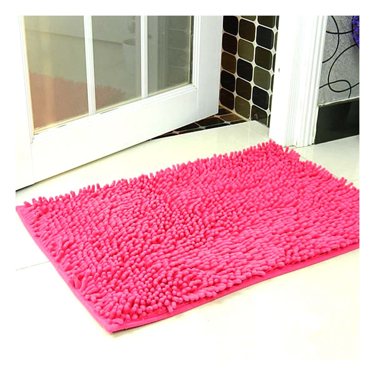 ALFOMBRA RECTANGULAR DE MICROFIBRA 40X60CM FUCSIA SUAVE PARA ESPACIOS DEL HOGAR Y+PAPEL REGALO - 2