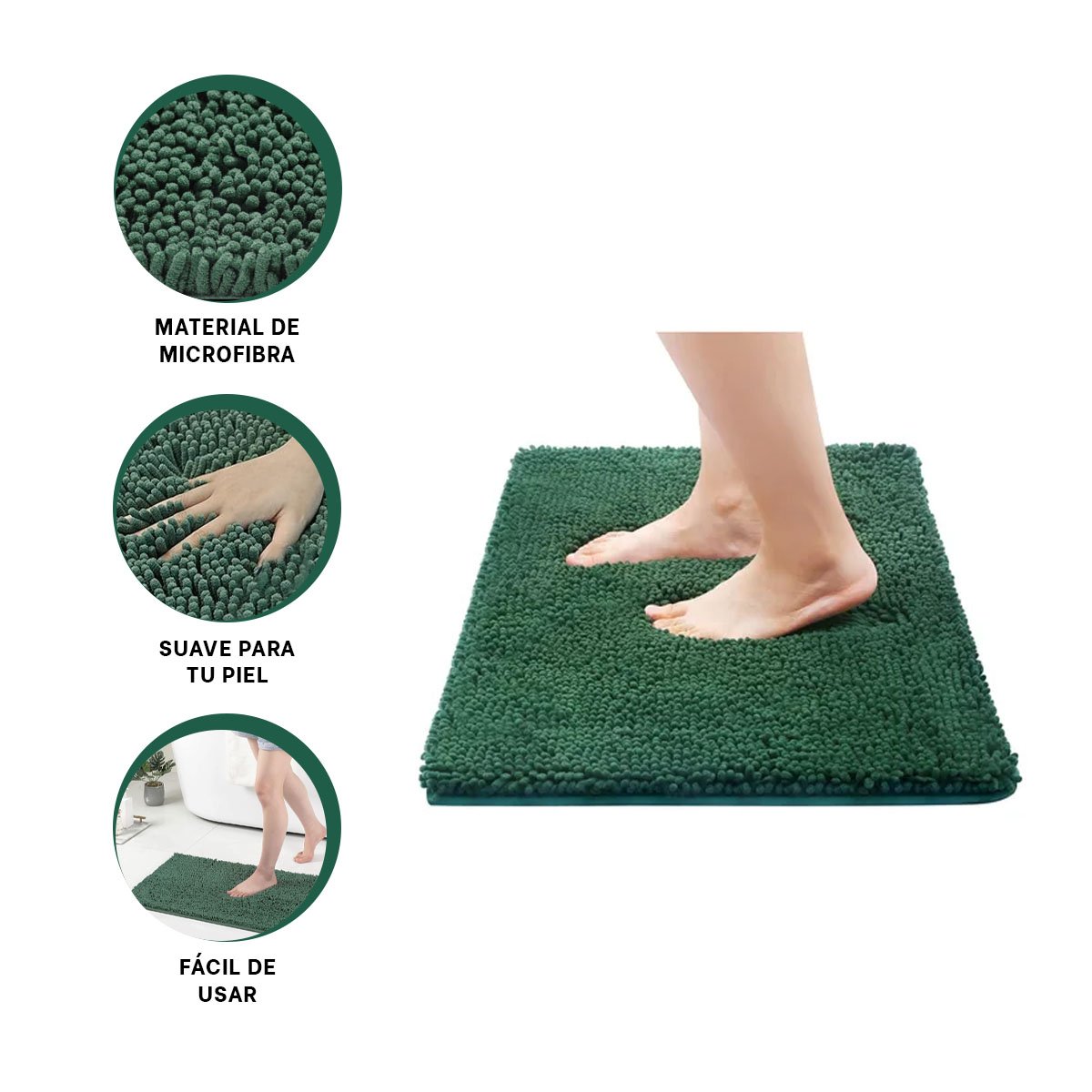 PROTECTOR DE PISO RECTANGULAR DE MICROFIBRA 40X60CM VERDE OSCURO PARA CASA Y+POST IT - 5