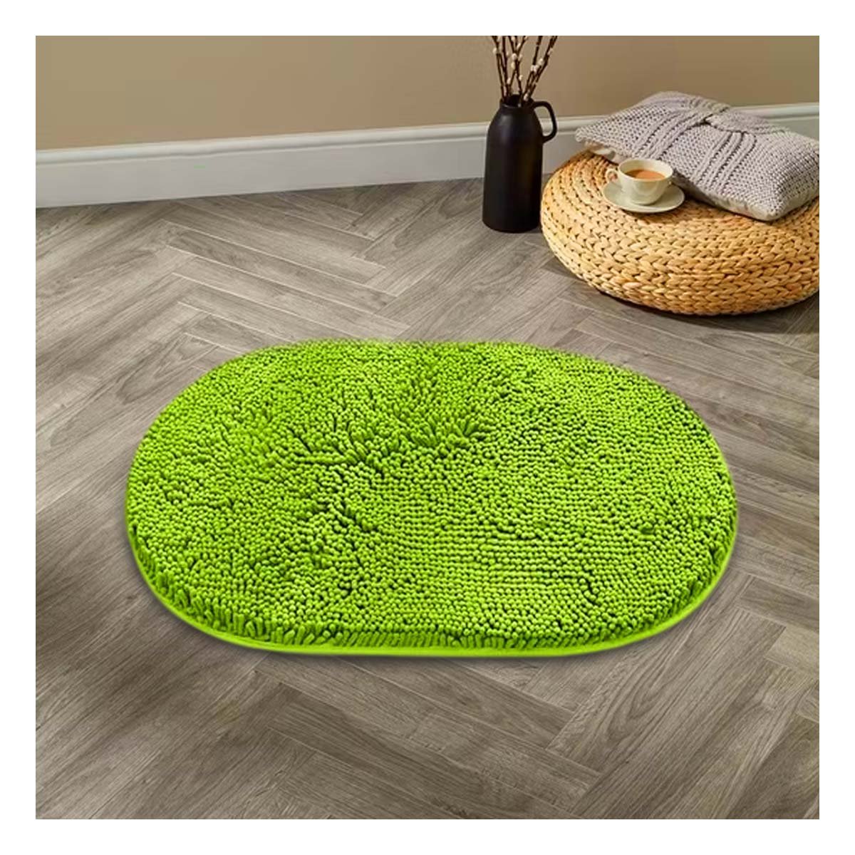PACK2 REVESTIDOR OVALADO DE MICROFIBRA 40X60CM VERDE LIMON PARA INTERIOR Y+REGALO STICKER - 3