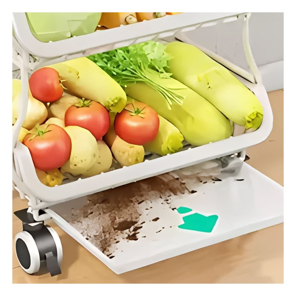 PACK2 CANASTA METALICA 5 NIVELES PARA COCINA ACERO BLANCO CON DISEÑO MODERNO Y+REGALO STICKER - 5