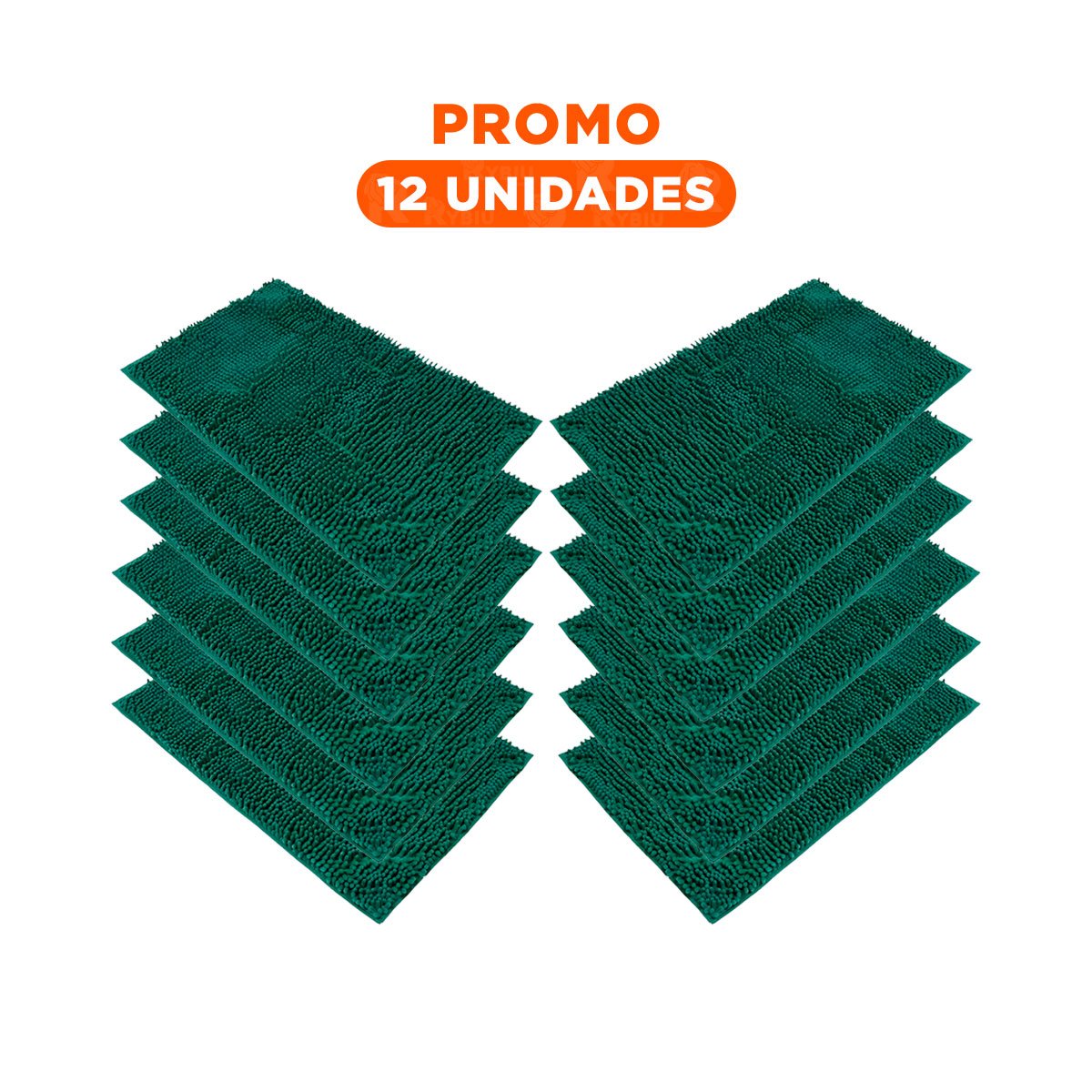 PACK12 ALFOMBRA RECTANGULAR DE PISO MICROFIBRA 40X60CM VERDE OSCURO PARA CASA - 1