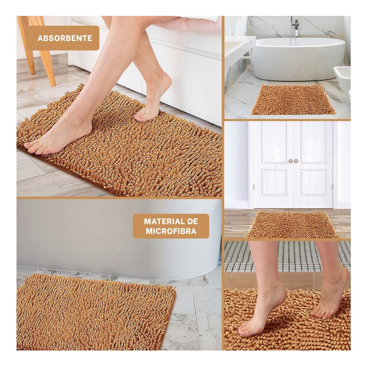 CUBREPISO RECTANGULAR DE MICROFIBRA 40X60CM MOSTAZA PARA INTERIOR Y+LIGAS REGALO - 1