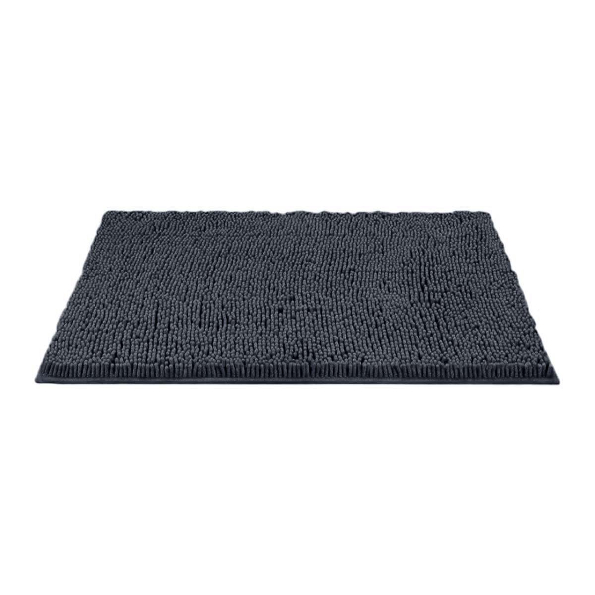 CUBREPISO RECTANGULAR DE MICROFIBRA 40X60CM PLOMO OSCURO PARA CASA MODERNA Y+LIGAS REGALO - 5