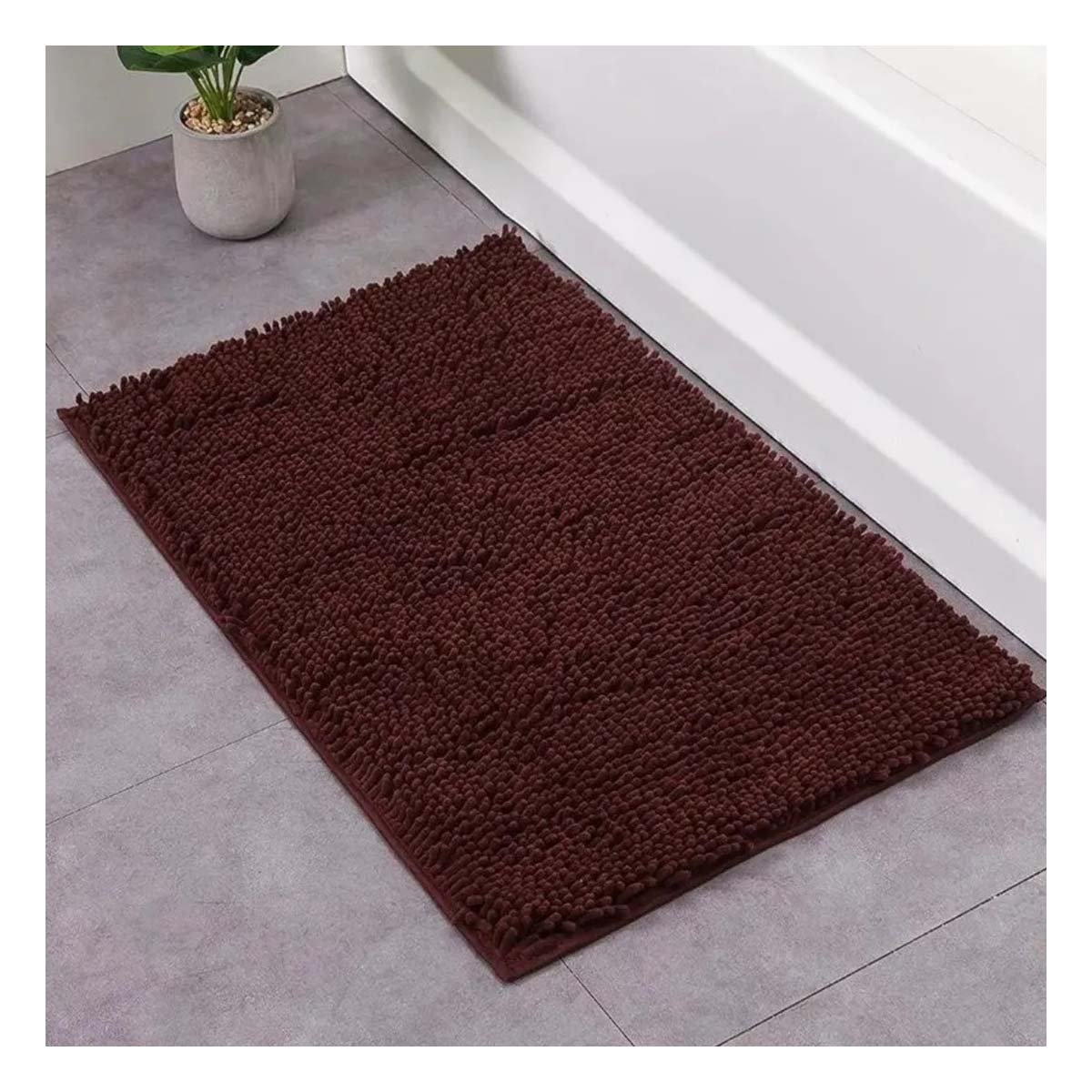 PACK4 ALFOMBRILLA RECTANGULAR DE PISO SUAVE MICROFIBRA 40X60CM MARRON Y+PAPEL REGALO - 2