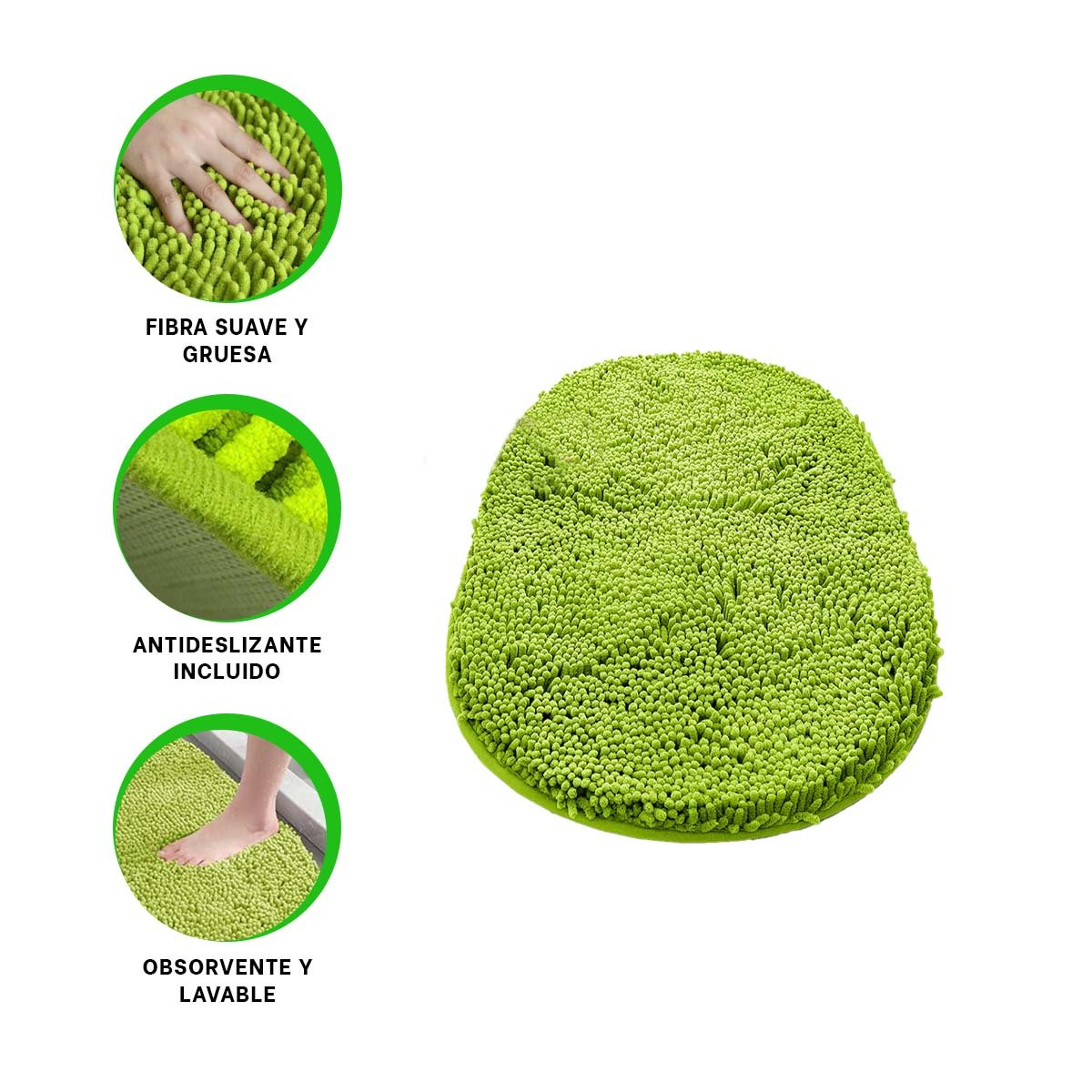 PROTECTOR DE PISO OVALADO DE MICROFIBRA 40X60CM VERDE LIMON PARA CASA Y+POST IT - 5