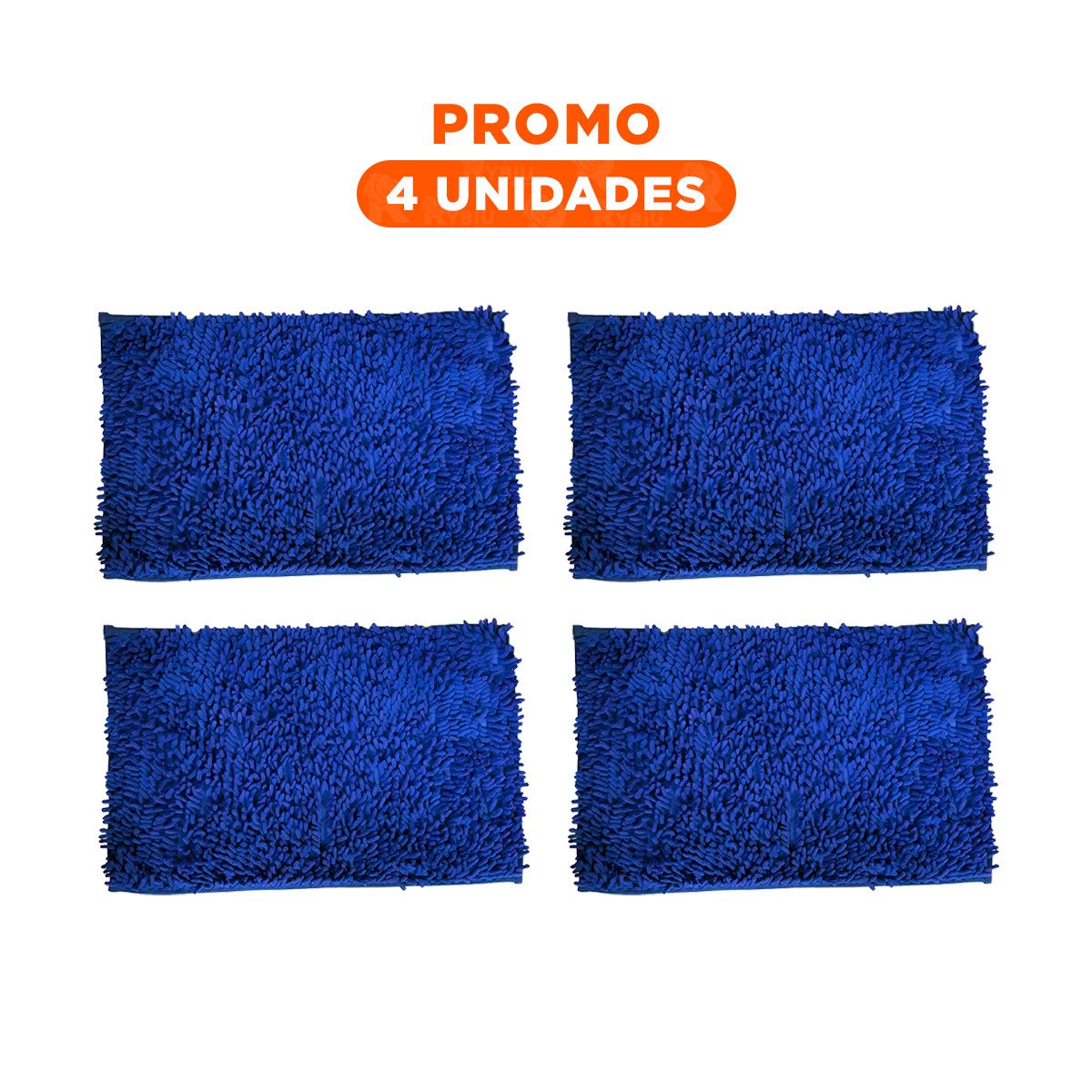 PACK4 TAPIZ RECTANGULAR SUAVE DE PISO MICROFIBRA 40X60CM AZUL ELECTRICO PARA BANO - 1