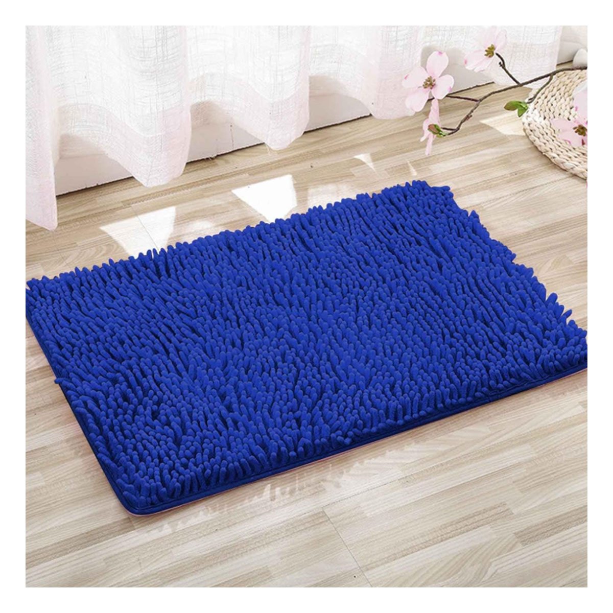 PACK4 TAPIZ RECTANGULAR SUAVE DE PISO MICROFIBRA 40X60CM AZUL ELECTRICO PARA BANO - 2