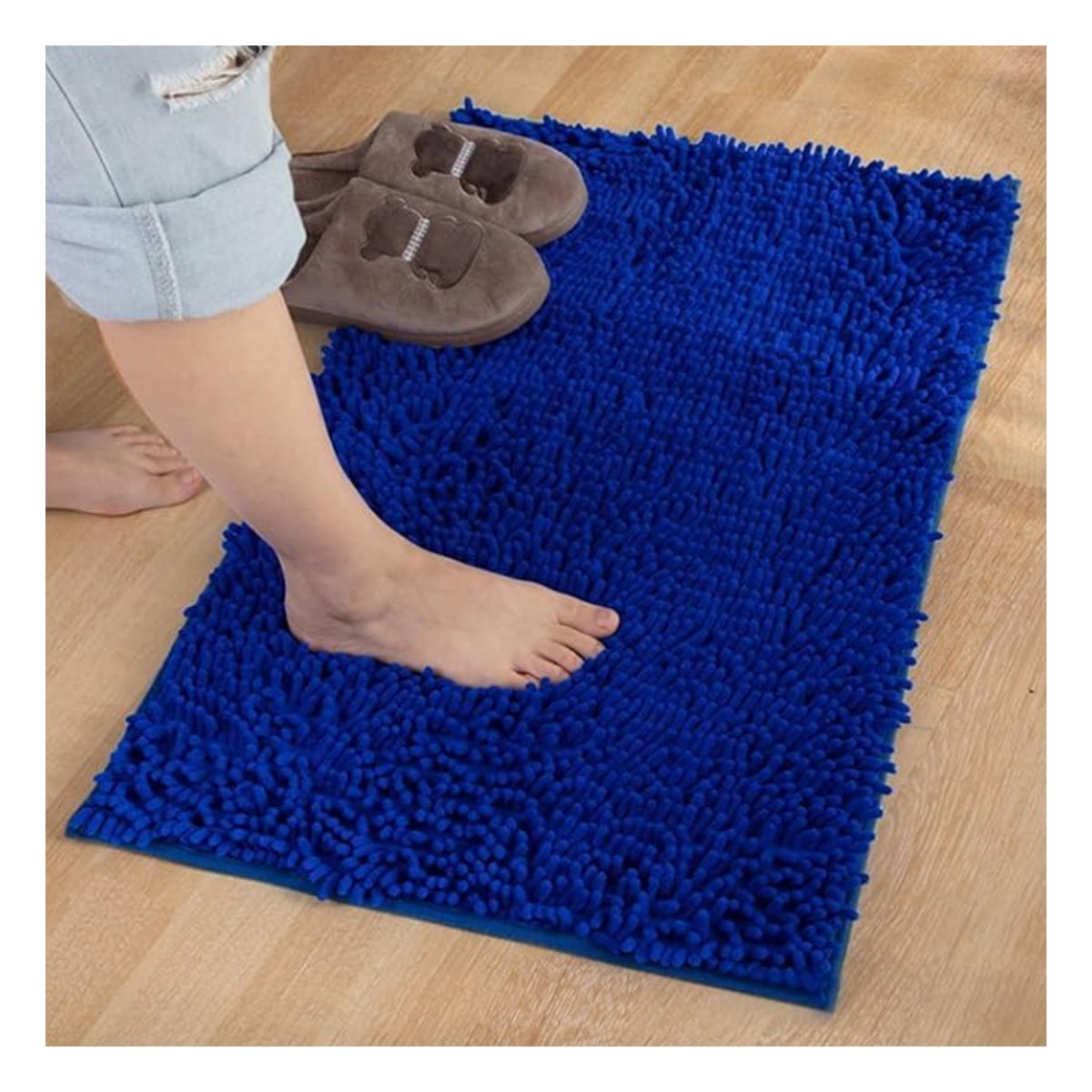 PACK4 TAPIZ RECTANGULAR SUAVE DE PISO MICROFIBRA 40X60CM AZUL ELECTRICO PARA BANO - 5