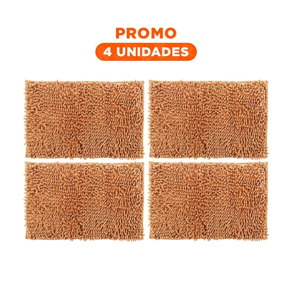 PACK4 CUBREPISO RECTANGULAR SUAVE DE MICROFIBRA 40X60CM MOSTAZA - 1