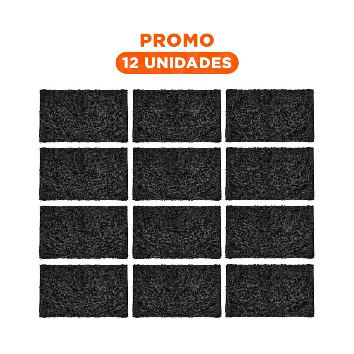 PACK12 ALFOMBRILLA RECTANGULAR DECORATIVA DE MICROFIBRA 40X60CM NEGRO - 1