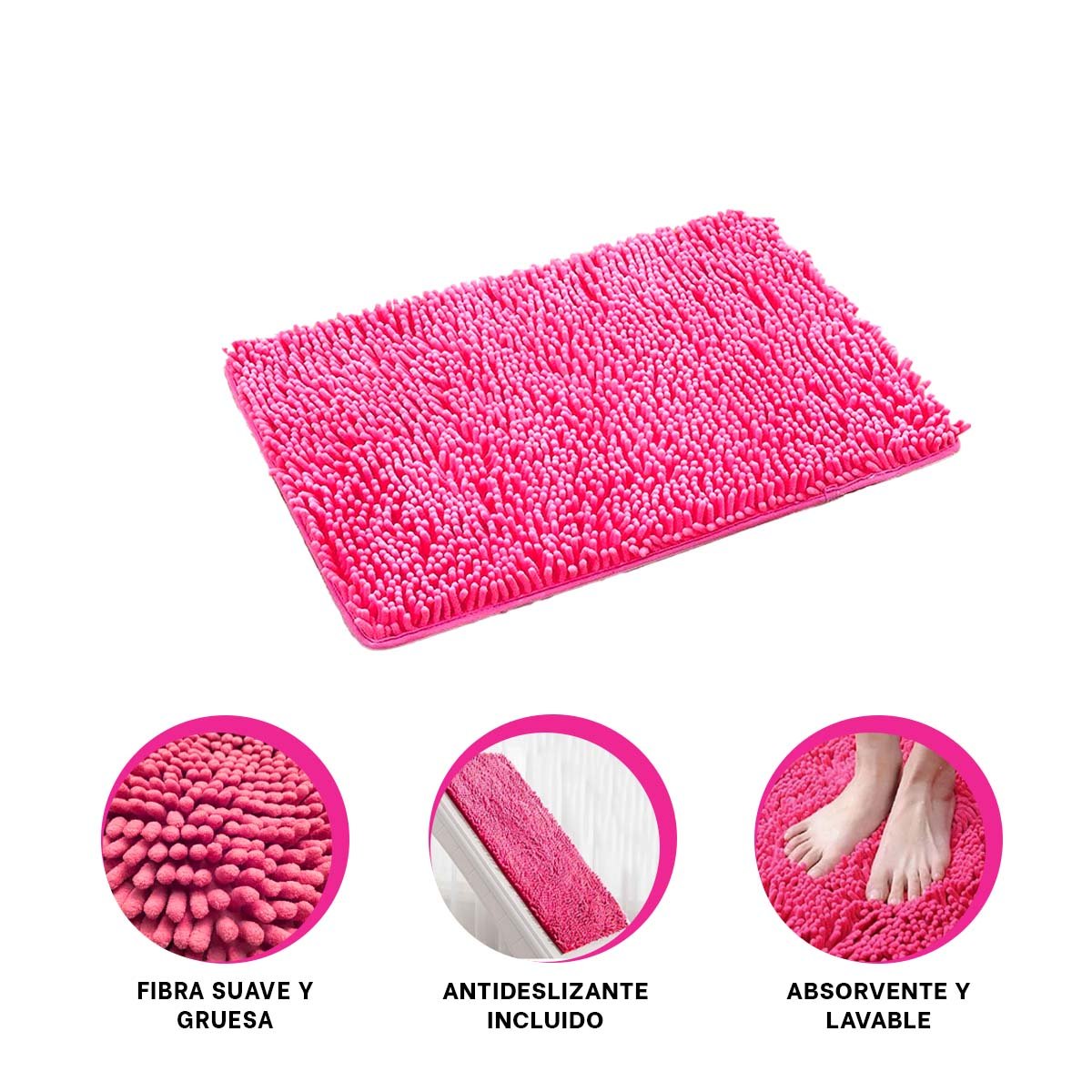 PROTECTOR DE PISO RECTANGULAR DE MICROFIBRA 40X60CM FUCSIA PARA CASA Y+POST IT - 5