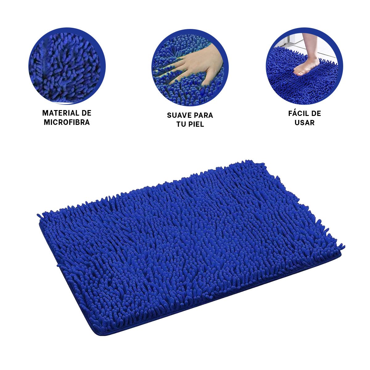 ALFOMBRA RECTANGULAR DE MICROFIBRA 40X60CM AZUL ELECTRICO PARA USO EN HOGAR Y+PAPEL REGALO - 5