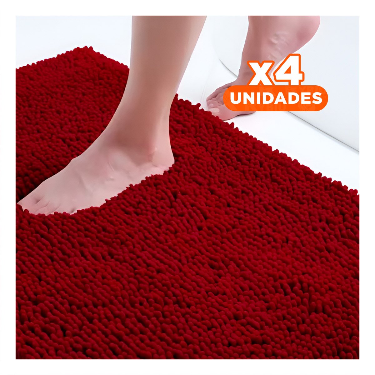 PACK4 ALFOMBRILLA RECTANGULAR DE MICROFIBRA 40X60CM GUINDA PARA PISO DEL HOGAR Y+PAPEL REGALO - 1