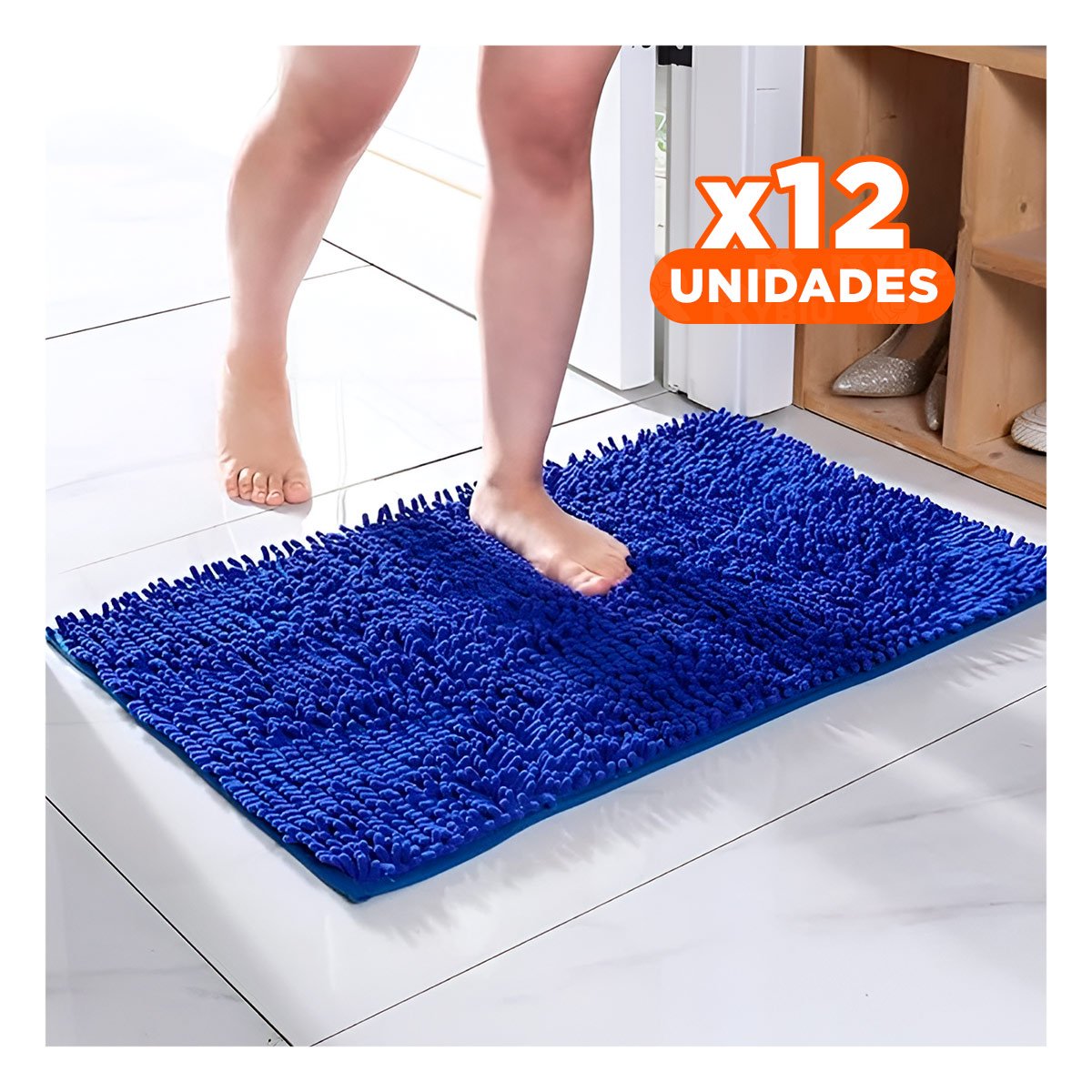 PACK12 COBERTOR RECTANGULAR DE PISO SUAVE MICROFIBRA 40X60CM AZUL ELECTRICO Y+PAPEL REGALO - 1