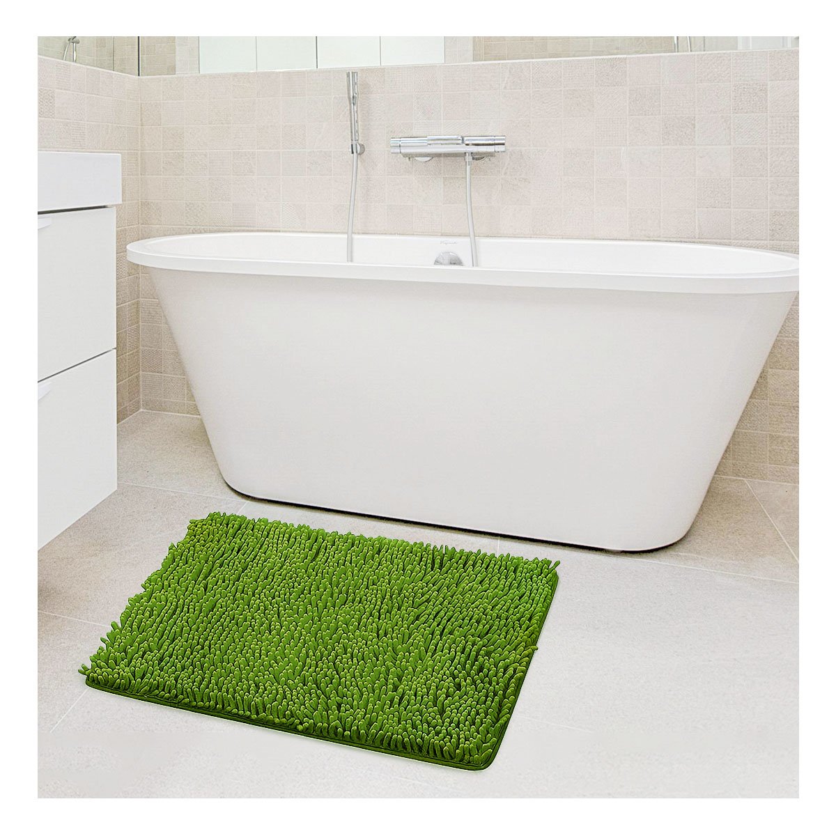 ESTERILLA RECTANGULAR DE MICROFIBRA SUAVE PARA CASA EN VERDE LIMON 40 X 60 CM Y+PAPEL REGALO - 2