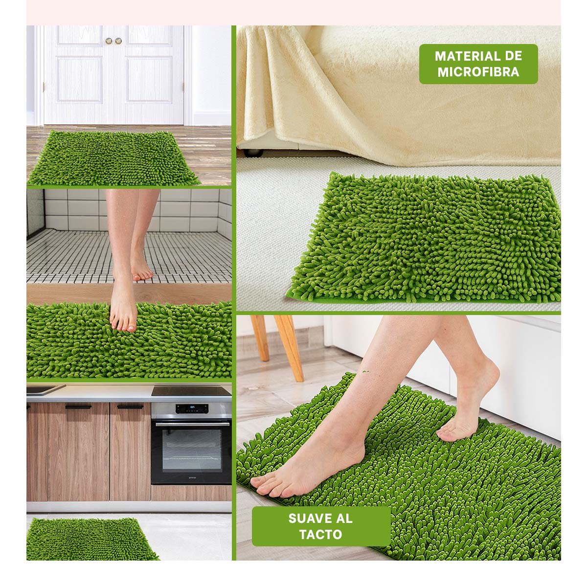 ESTERILLA RECTANGULAR DE MICROFIBRA SUAVE PARA CASA EN VERDE LIMON 40 X 60 CM Y+PAPEL REGALO - 3