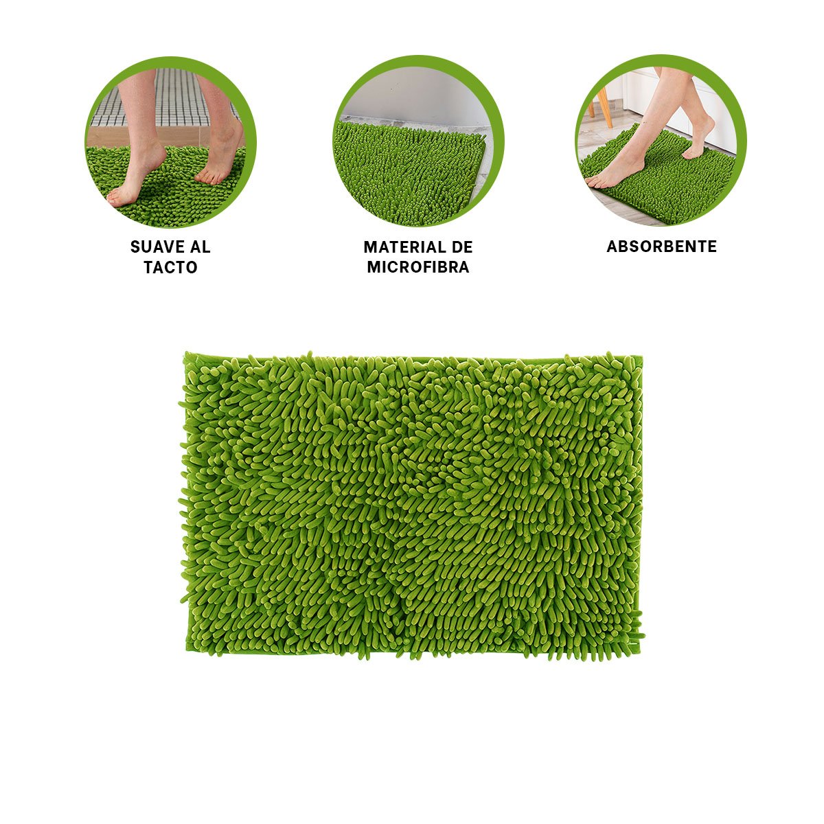 ESTERILLA RECTANGULAR DE MICROFIBRA SUAVE PARA CASA EN VERDE LIMON 40 X 60 CM Y+PAPEL REGALO - 5
