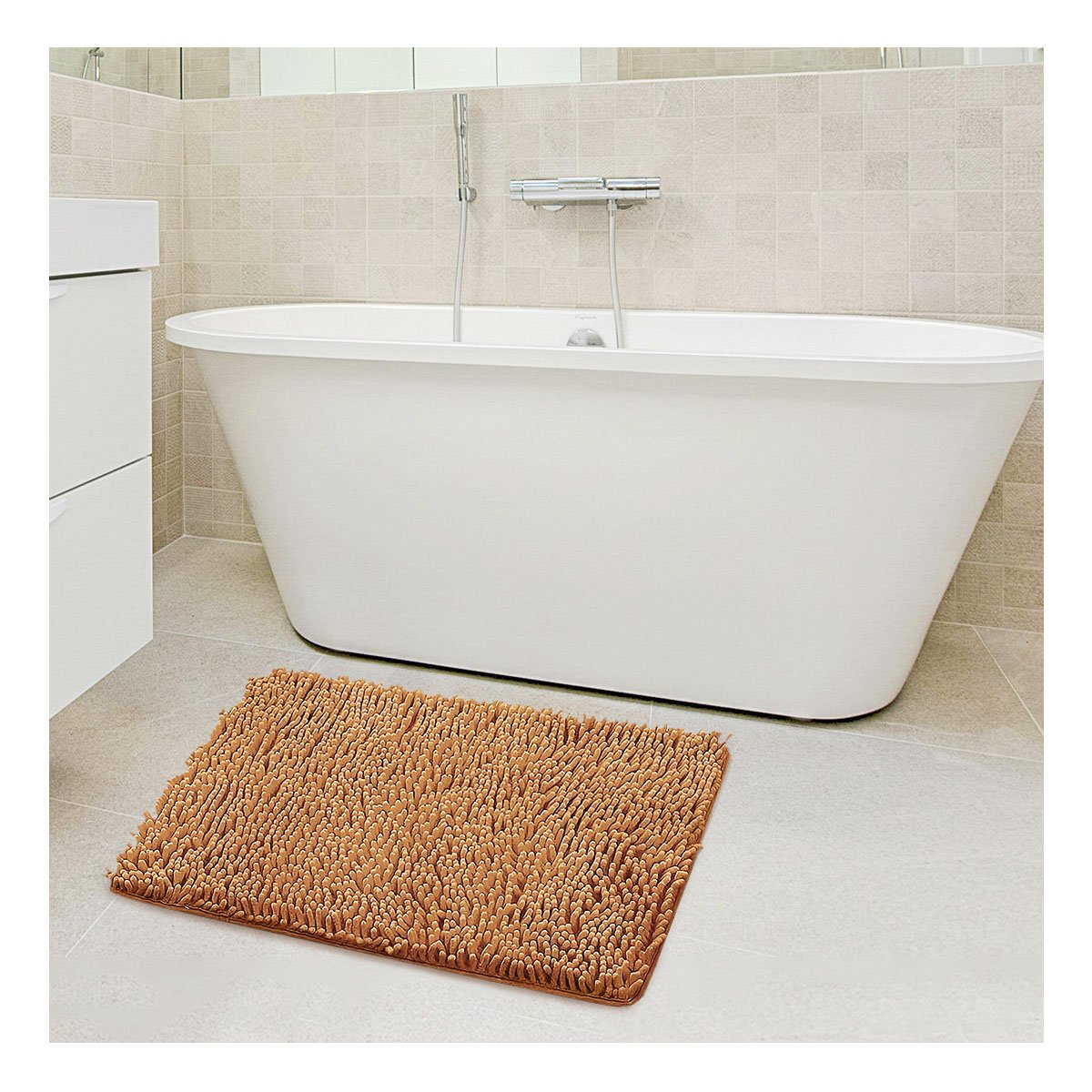 TAPETE RECTANGULAR DE MICROFIBRA 40X60CM MOSTAZA PARA HOGAR MODERNO - 1