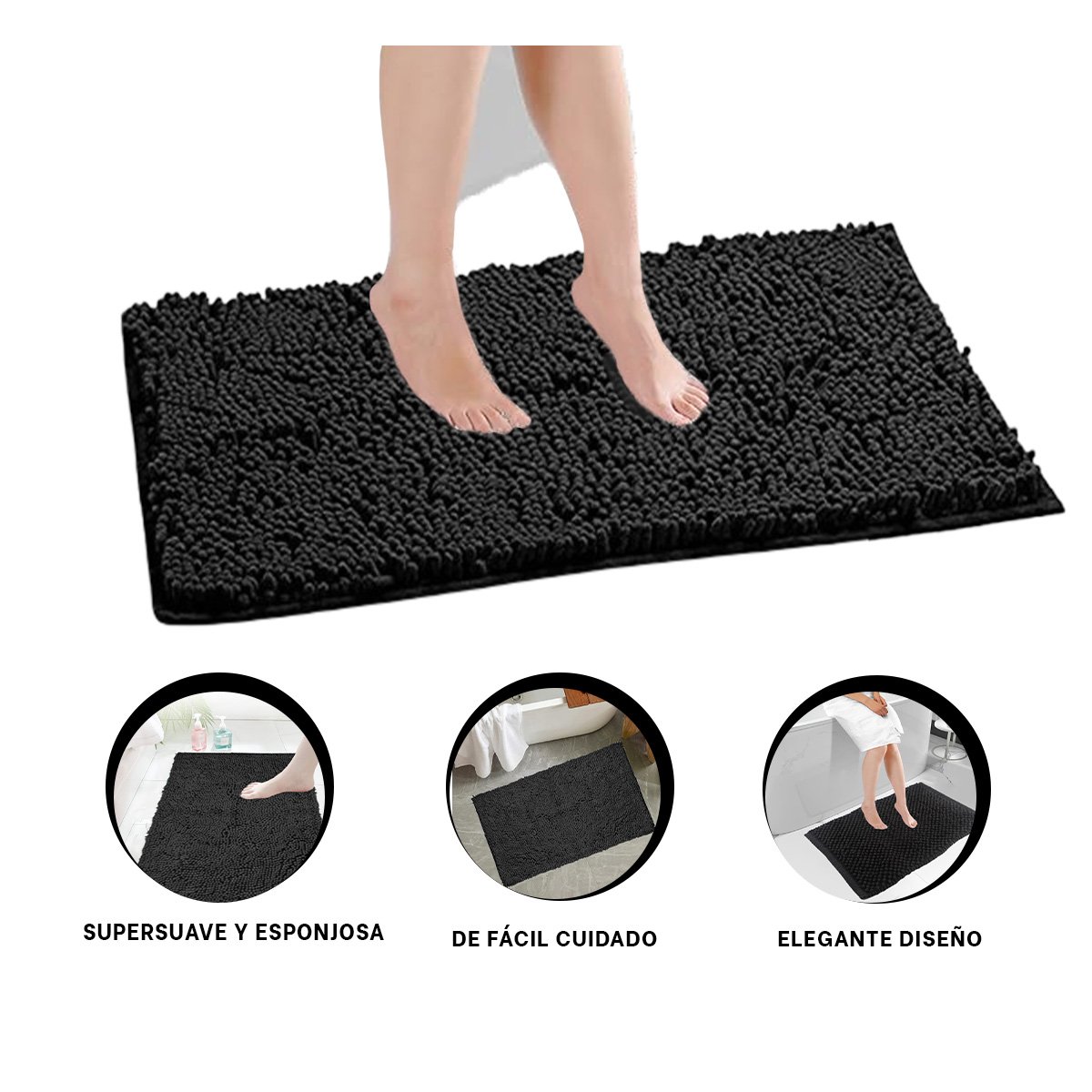 ALFOMBRILLA RECTANGULAR DE MICROFIBRA 40X60CM NEGRO PARA PISO Y+POST IT - 5