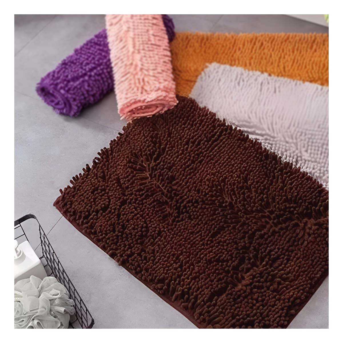 PACK12 TAPIZ RECTANGULAR DE PISO MICROFIBRA 40X60CM MARRON PARA USO EN CASA Y+PAPEL REGALO - 3
