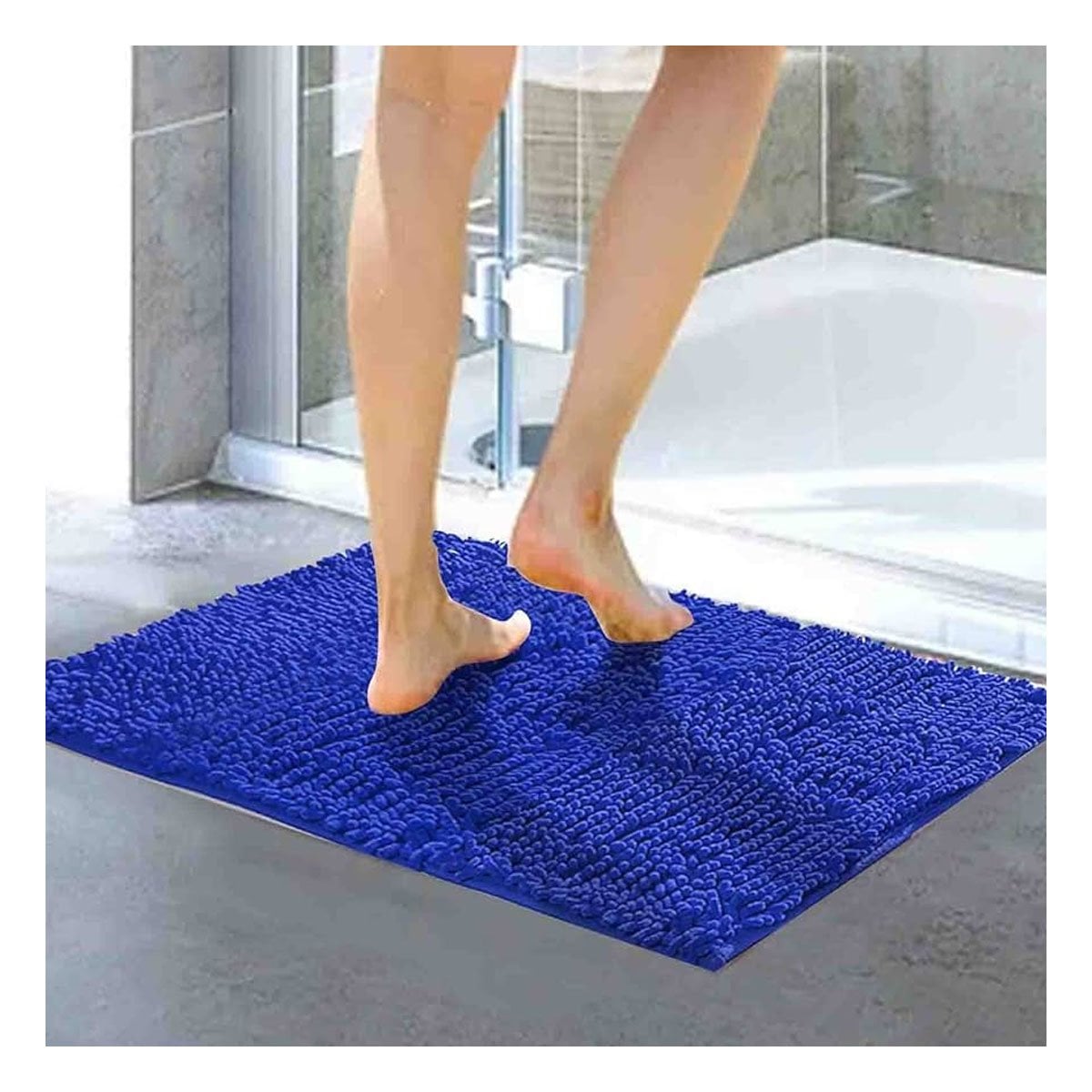 TAPETE RECTANGULAR DE MICROFIBRA 40X60CM AZUL PARA PISO DE BANO EN HOGAR - 1