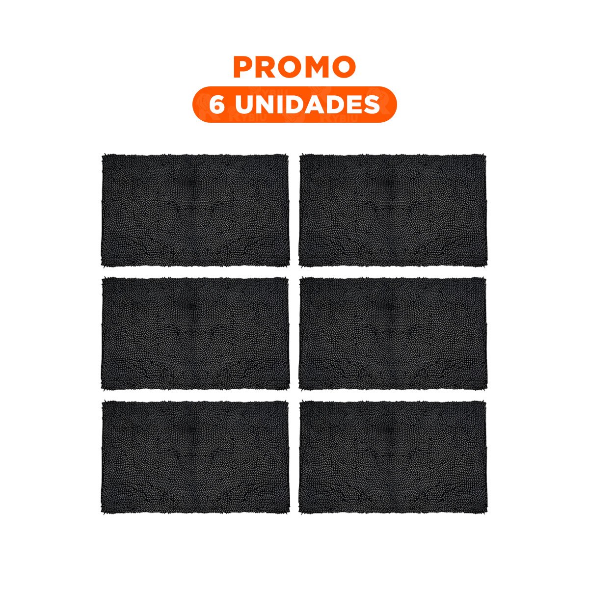 PACK6 CUBREPISO RECTANGULAR DECORATIVO DE MICROFIBRA 40X60CM NEGRO Y+REGALO STICKER - 1