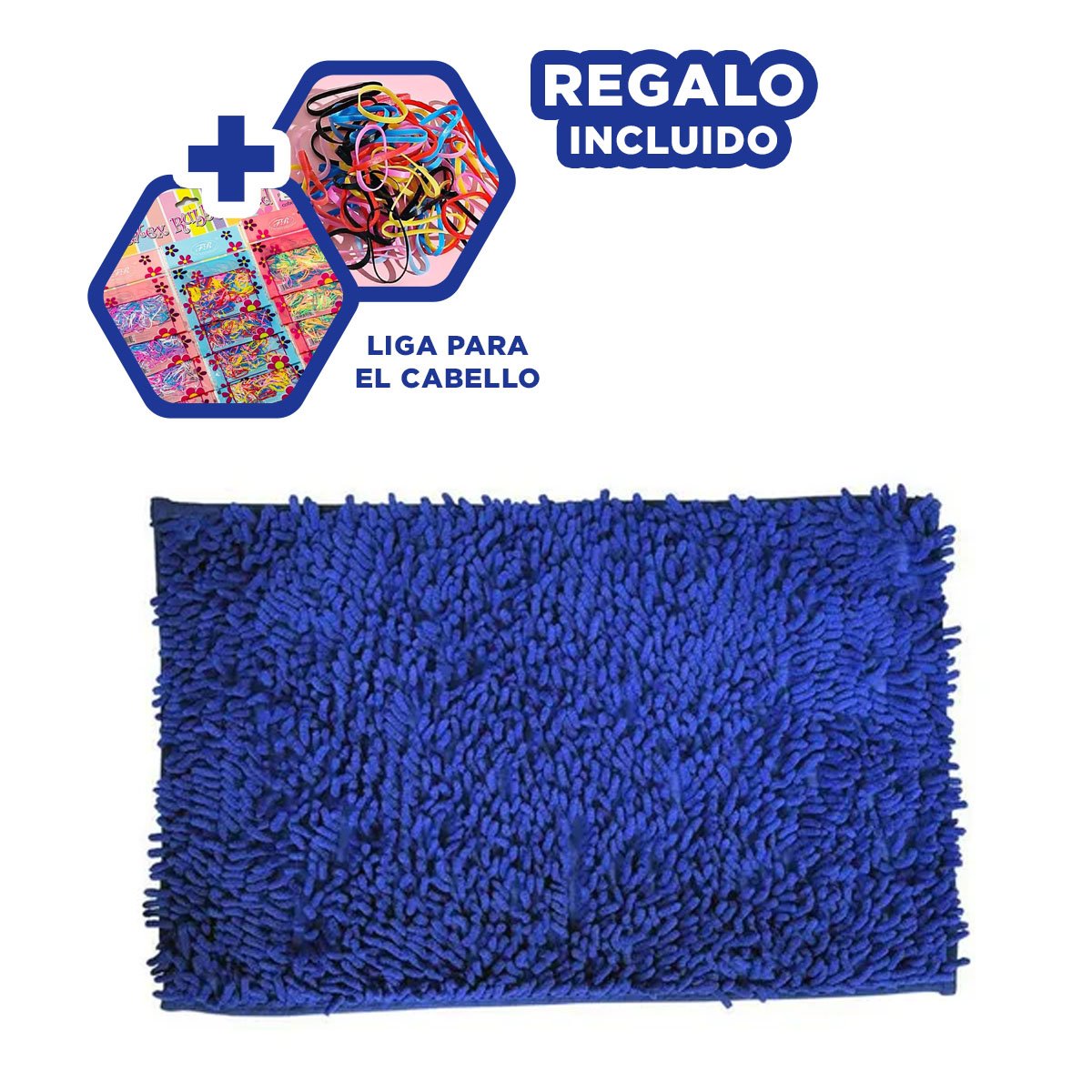 ALFOMBRILLA RECTANGULAR DE MICROFIBRA 40X60CM AZUL ELECTRICO PARA USO DIARIO Y+LIGAS REGALO - 2