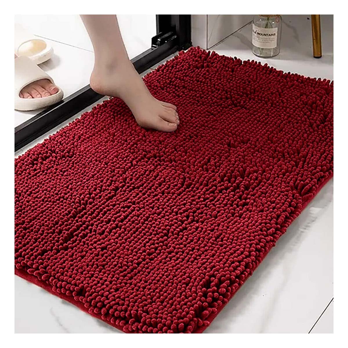 TAPETE RECTANGULAR SUAVE DE MICROFIBRA 40X60CM GUINDA PARA DORMITORIO - 1
