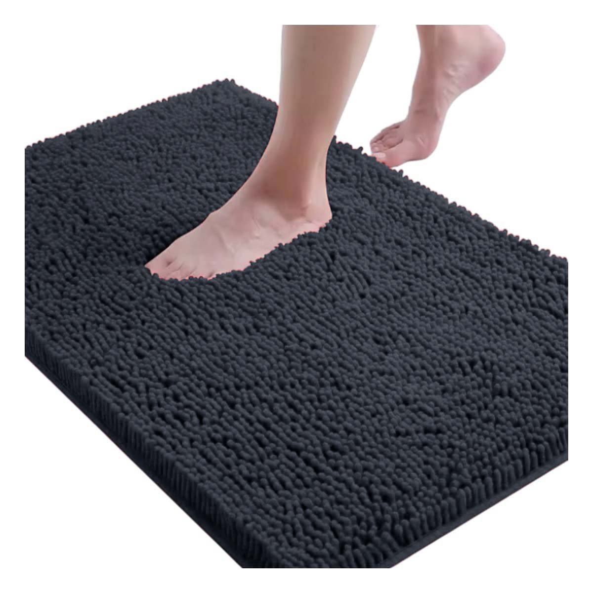 PACK4 TAPETE RECTANGULAR CONFORTABLE DE MICROFIBRA 40X60CM PLOMO OSCURO Y+PAPEL REGALO - 3