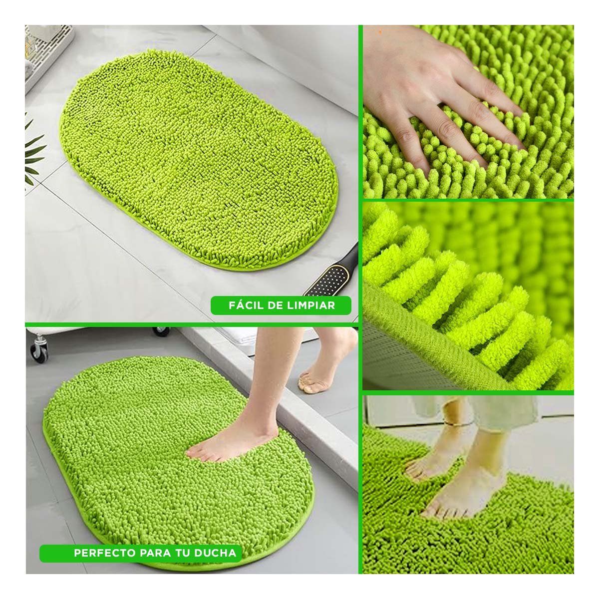 PACK6 PROTECCION DE PISO OVALADA MICROFIBRA 40X60CM VERDE LIMON Y+PAPEL REGALO - 3
