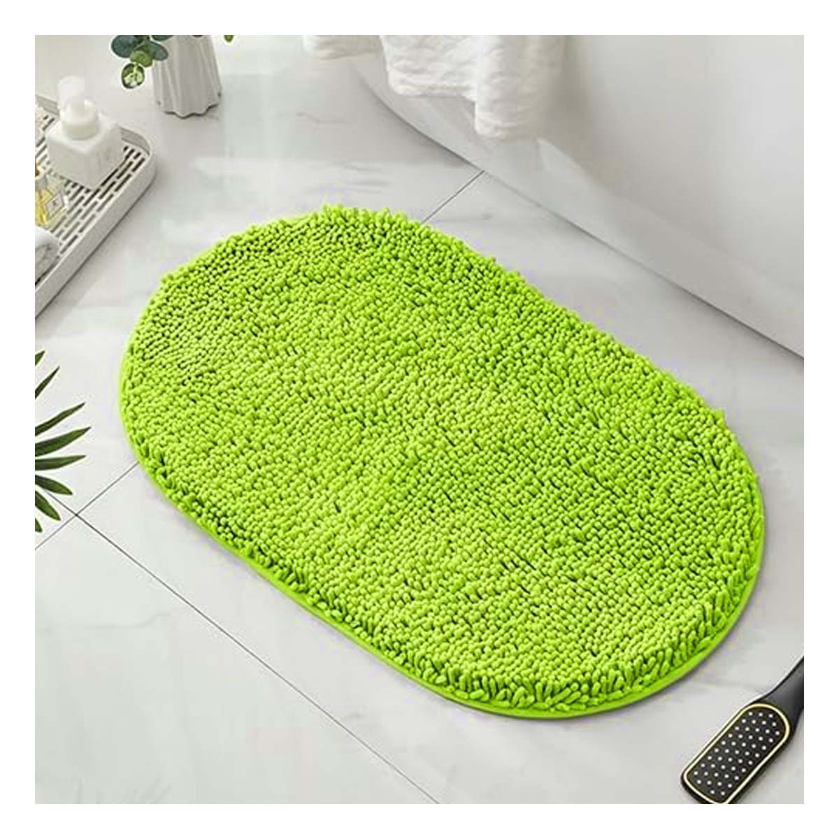 PACK12 TAPIZ OVALADO DE MICROFIBRA 40X60CM VERDE LIMON PARA CASA Y+PAPEL REGALO - 3