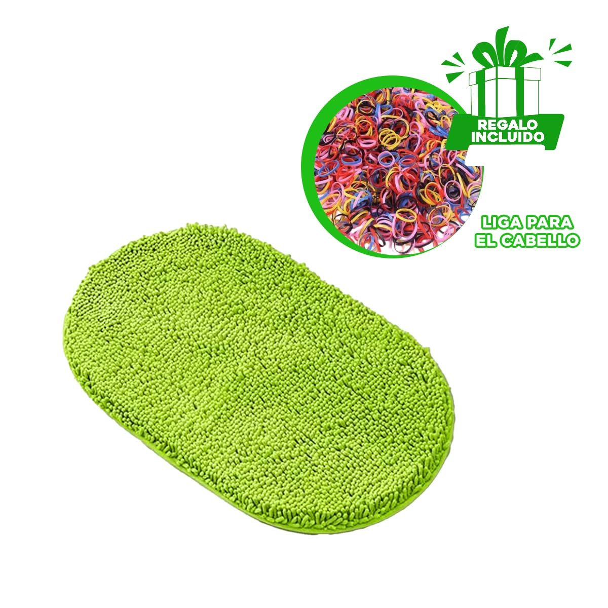 ALFOMBRILLA OVALADA DE MICROFIBRA 40X60CM VERDE LIMON PARA USO DIARIO Y+LIGAS REGALO - 2
