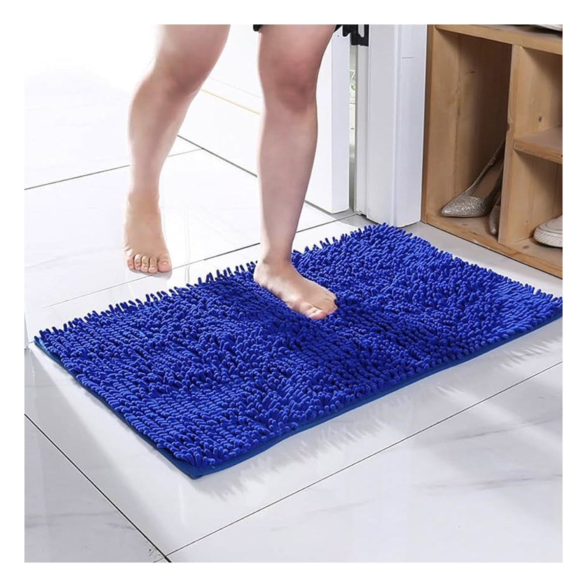 PACK6 ALFOMBRA RECTANGULAR DE PISO SUAVE MICROFIBRA 40X60CM AZUL PARA CASA Y+PAPEL REGALO - 5