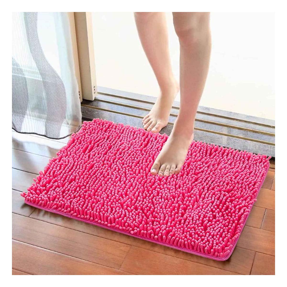 PACK12 ALFOMBRILLA RECTANGULAR DE MICROFIBRA 40X60CM FUCSIA PARA CASA Y+PAPEL REGALO - 3