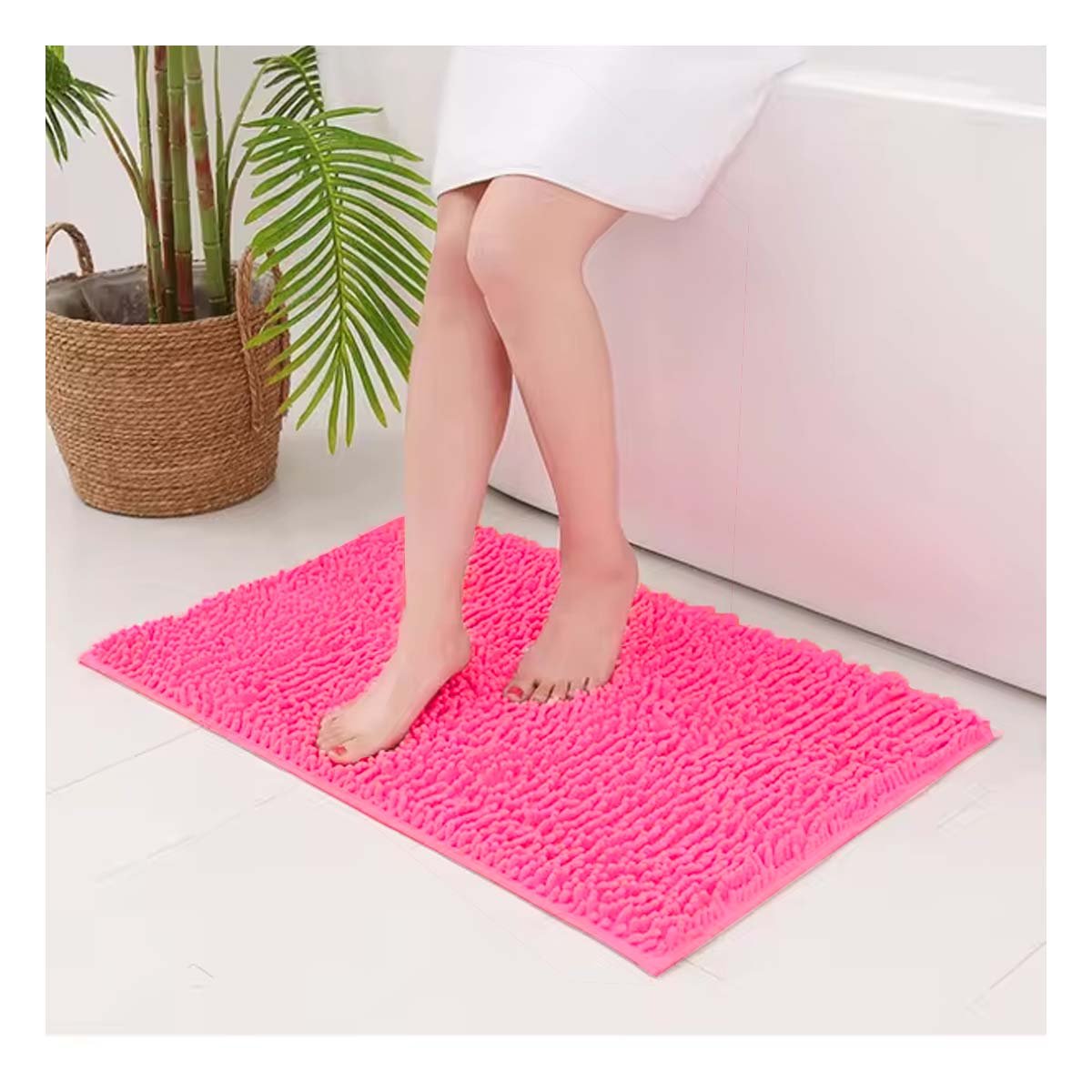 PACK6 TAPIZ RECTANGULAR ANTIDESLIZANTE MICROFIBRA 40X60CM FUCSIA - 3