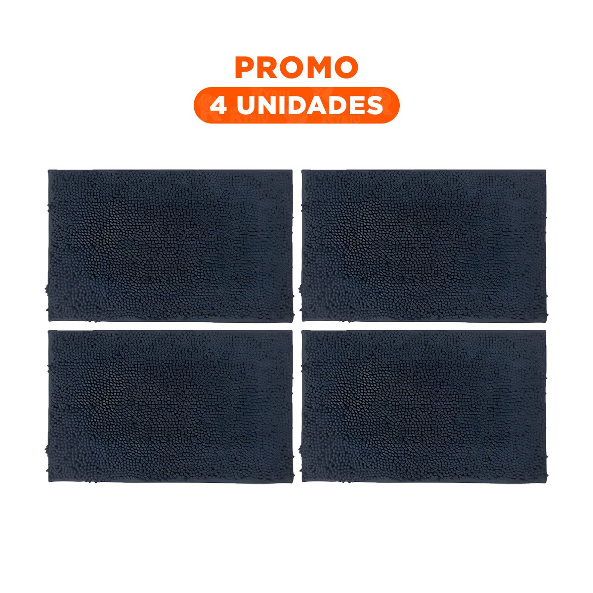 PACK4 TAPETE RECTANGULAR VERSATIL DE MICROFIBRA 40X60CM PLOMO OSCURO PARA AMBIENTES - 1