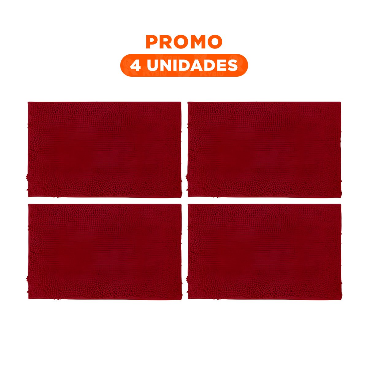 PACK4 CUBREPISO RECTANGULAR DE MICROFIBRA 40X60CM GUINDA PARA AMBIENTES INTERNOS - 1