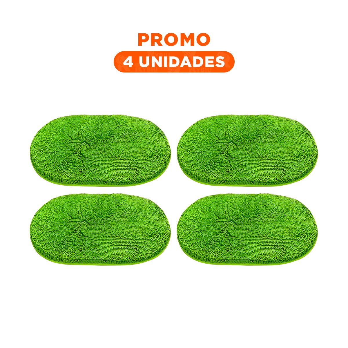 PACK4 TAPETE OVALADO ACOLCHADO DE MICROFIBRA 40X60CM VERDE LIMON - 1