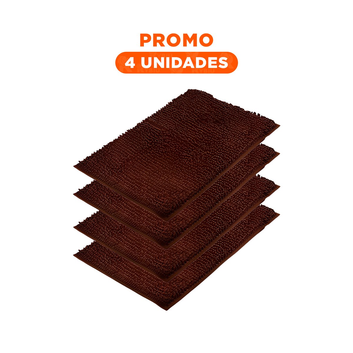 PACK4 CUBREPISO RECTANGULAR DE PISO MICROFIBRA 40X60CM MARRON PARA INTERIOR - 1