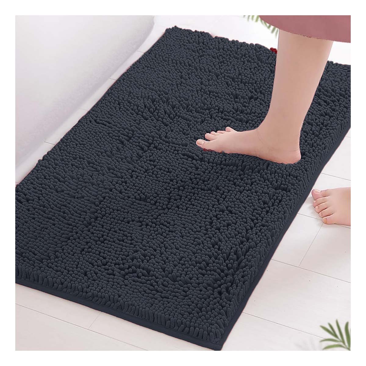 ALFOMBRA RECTANGULAR DE MICROFIBRA 40X60CM PLOMO OSCURO PARA HOGAR MODERNO - 3