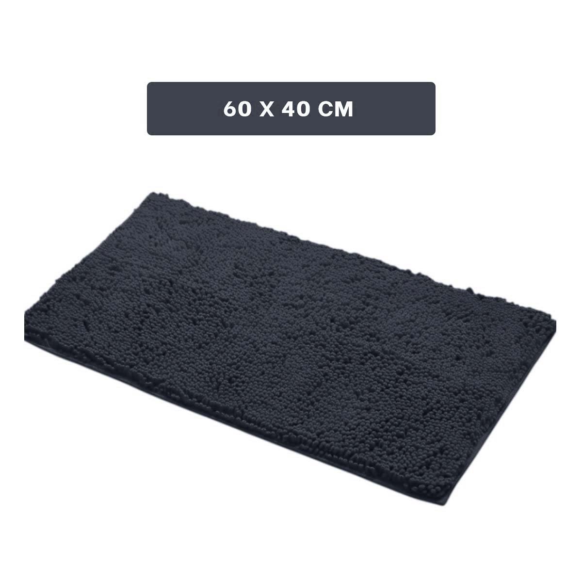 ALFOMBRA RECTANGULAR DE MICROFIBRA 40X60CM PLOMO OSCURO PARA HOGAR MODERNO - 4