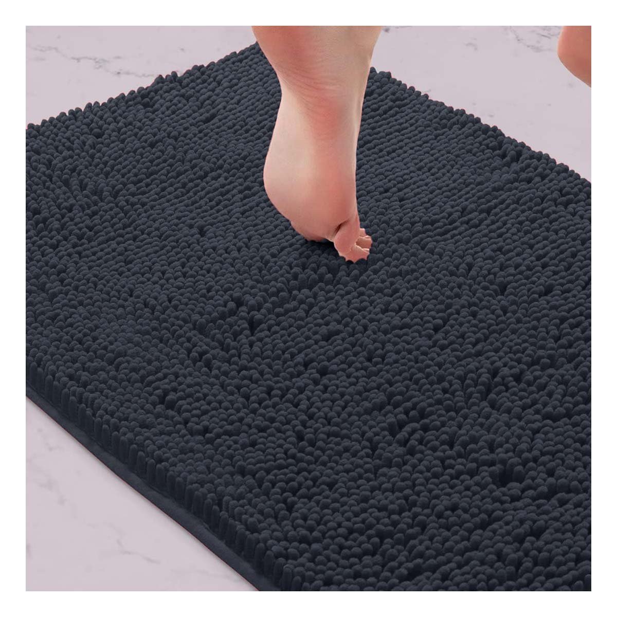 ALFOMBRA RECTANGULAR DE MICROFIBRA 40X60CM PLOMO OSCURO PARA HOGAR MODERNO - 5