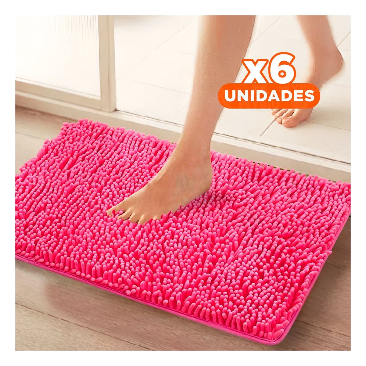 PACK6 COBERTOR RECTANGULAR DE PISO MICROFIBRA 40X60CM FUCSIA HOGAR Y+PAPEL REGALO - 1