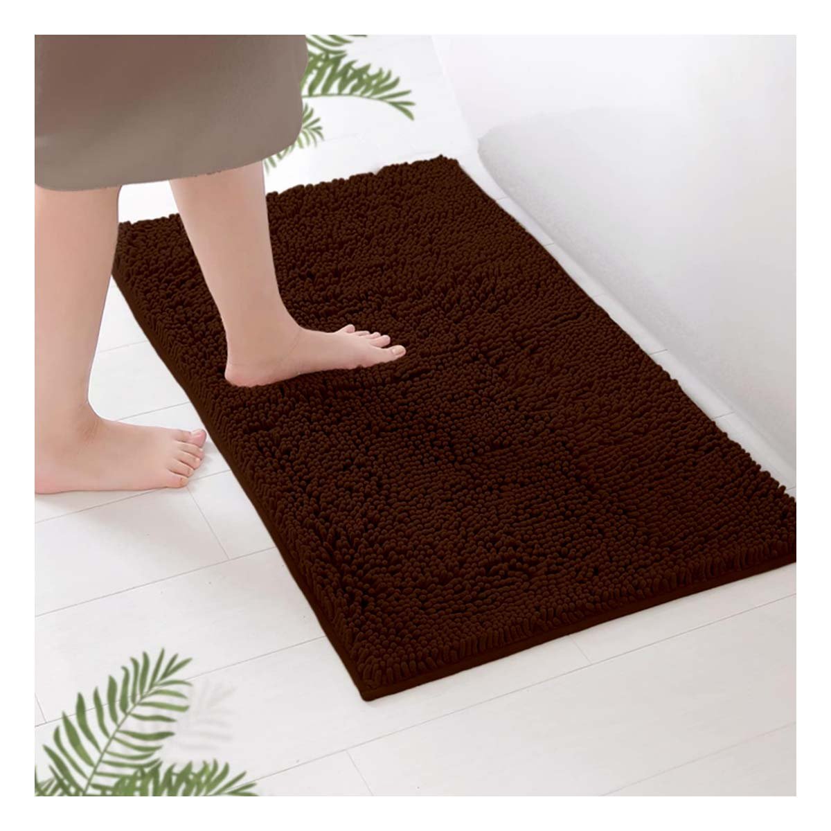 PACK2 TAPIZ RECTANGULAR DECORATIVO DE MICROFIBRA 40X60CM MARRON PARA HOGAR Y+REGALO STICKER - 3