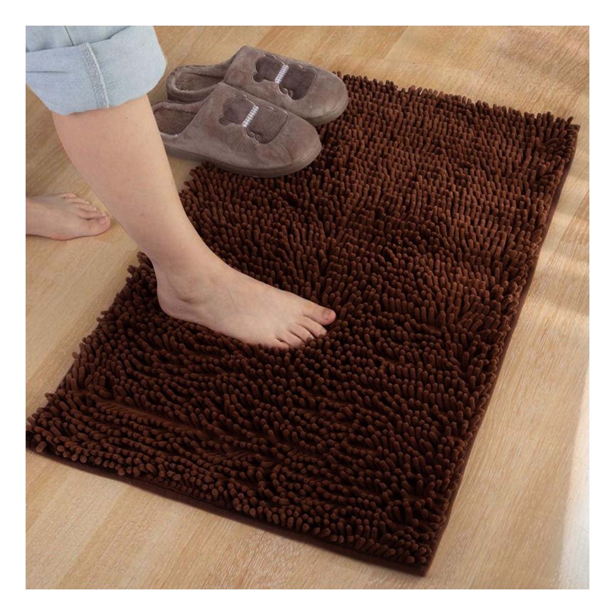 PACK2 TAPIZ RECTANGULAR DECORATIVO DE MICROFIBRA 40X60CM MARRON PARA HOGAR Y+REGALO STICKER - 5